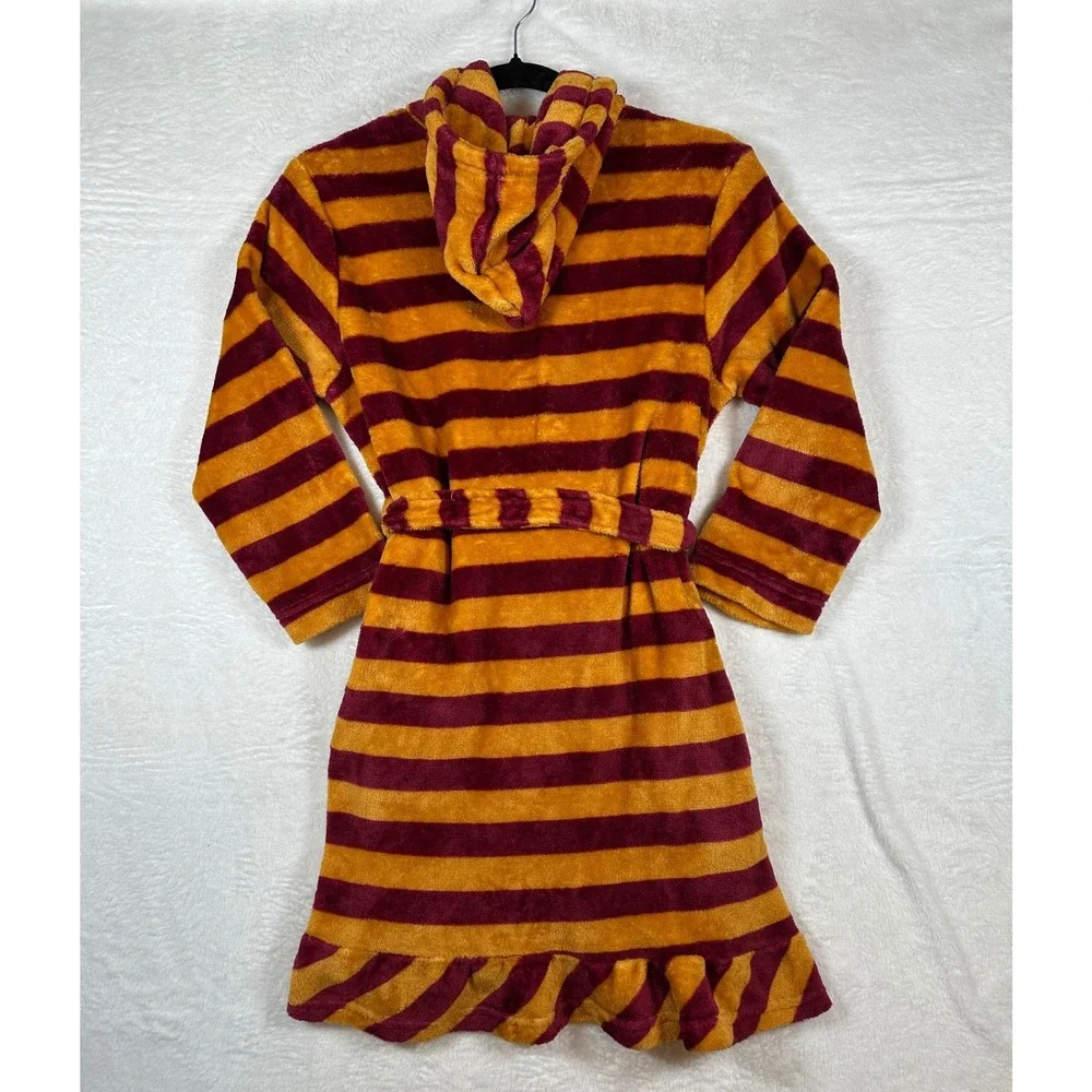 Harry Potter Gryffindor Robe Girls L 10/12 Gold Maroon Striped Hooded Fleece